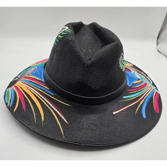 Hand Painted Hat Mexican Floral Bird Colorful Western Cowgirl - Picture 5 of 8